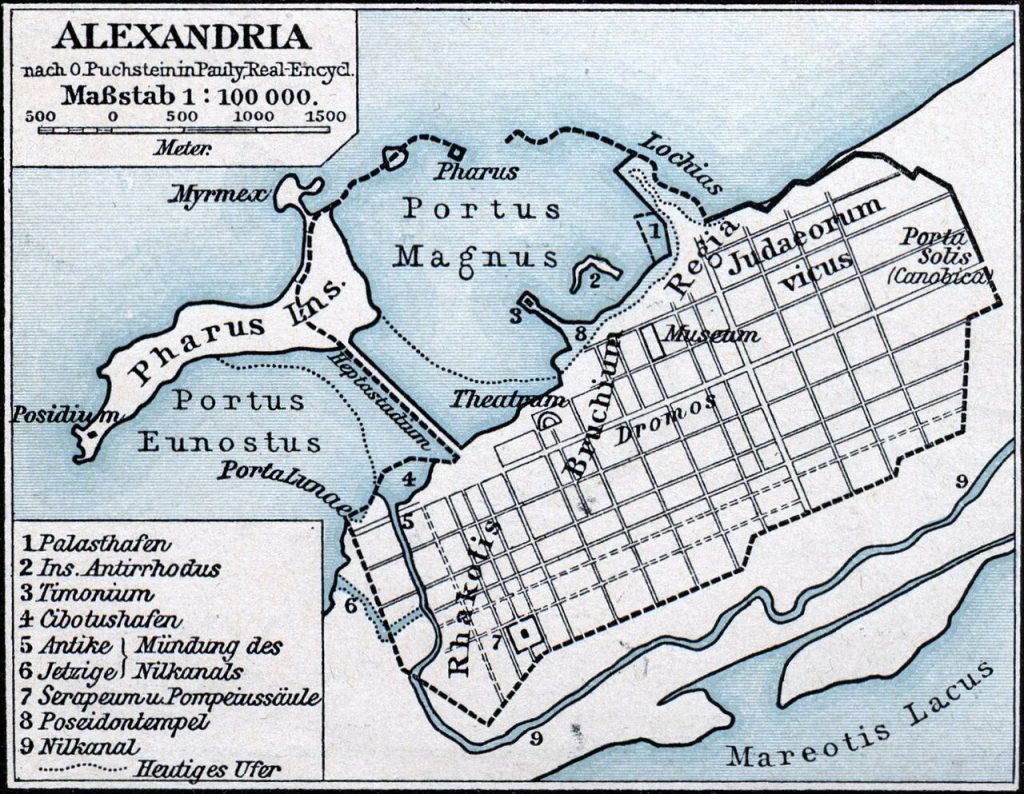 Stadtplan des antiken Alexandria.