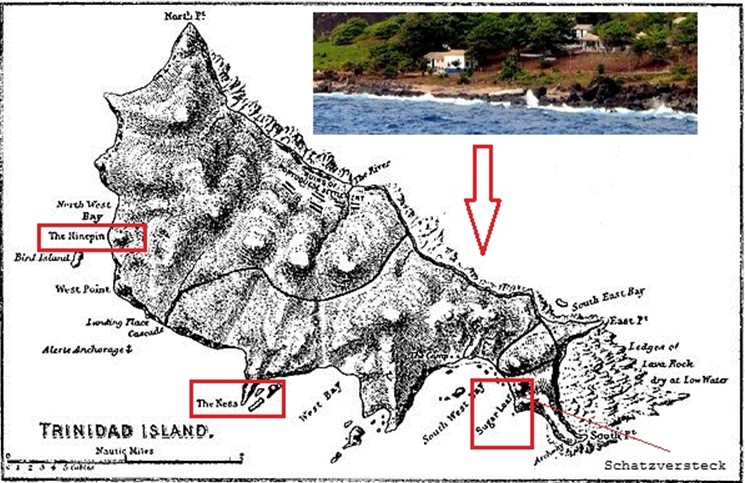 Historische Karte der Insel Trinidad